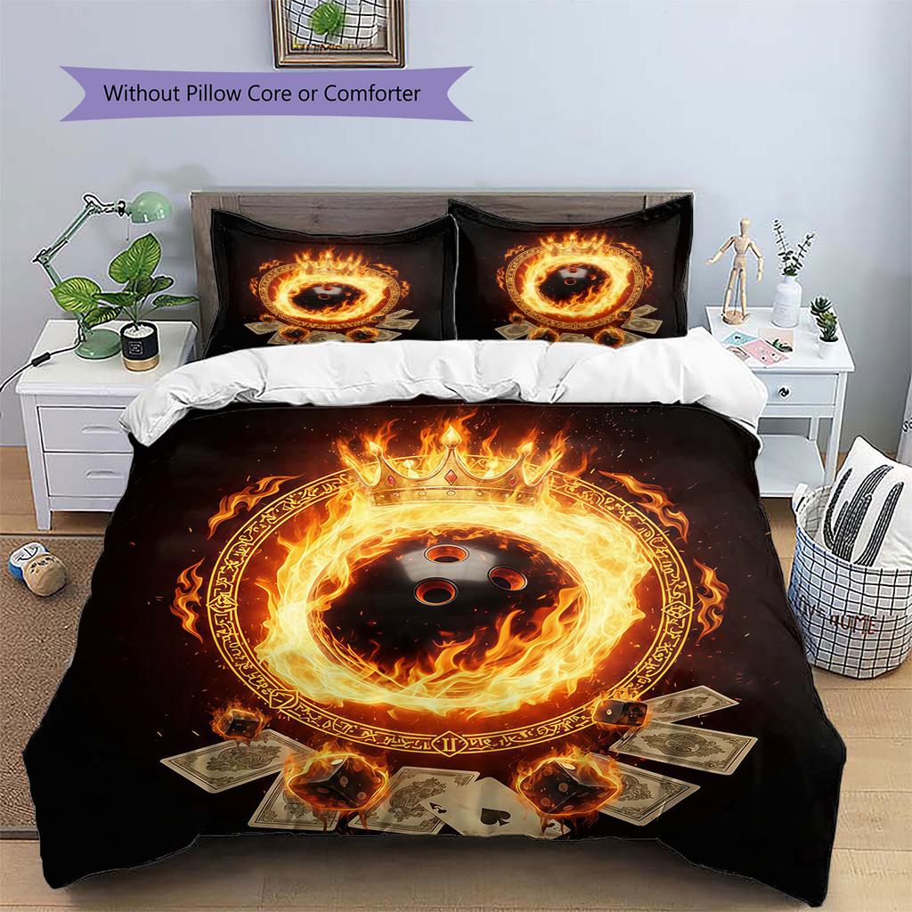 Burning ball Pattern Bedding Quilt Set Quilt Cover Pillowcase Home Decoration Birthday Gift (1 * duvet cover + 2 * pillowcase, without core)