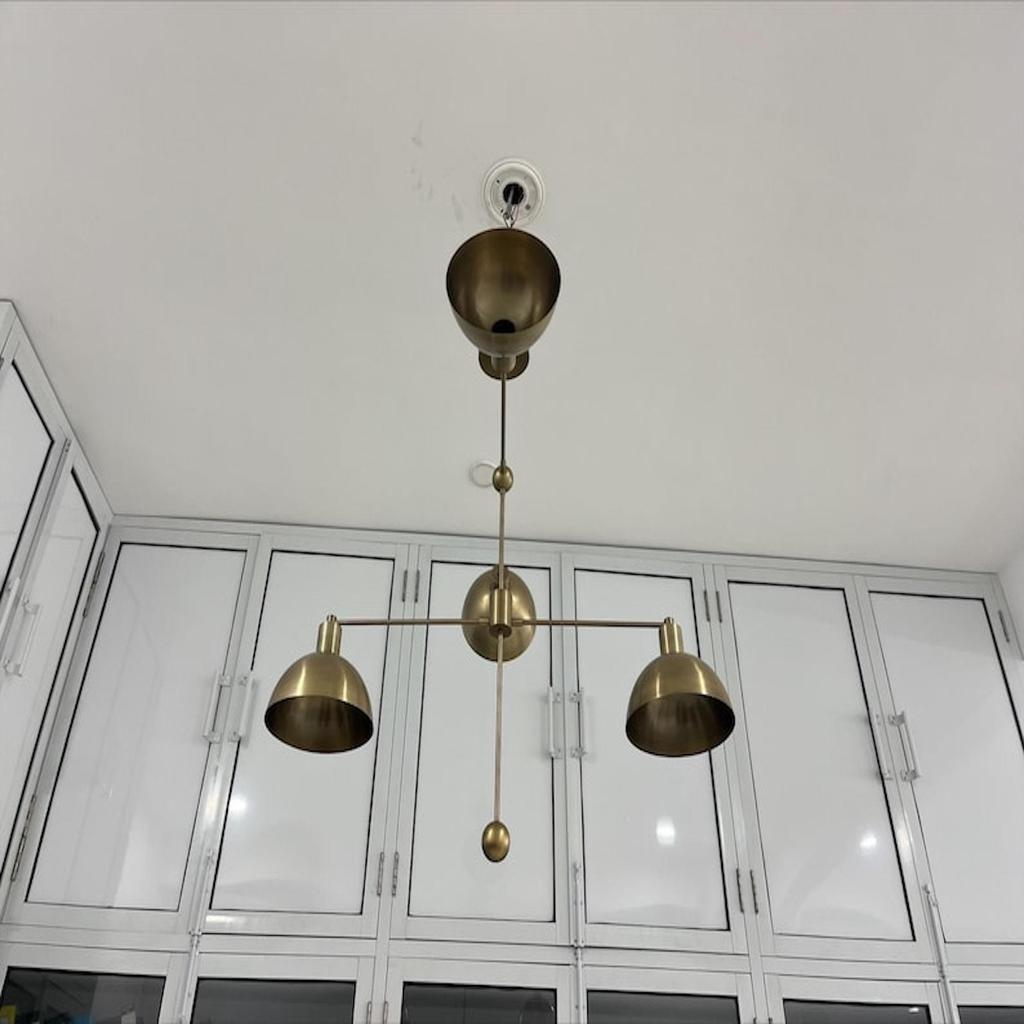 Люстра на 4 лампы, современный светильник из необработанной латуни, люстра в стиле середины века Stilnova, линейный светильник