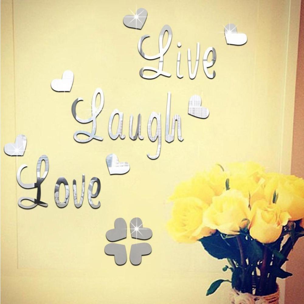 Живой смех любовь цитата съемные настенные художественные наклейки зеркальная наклейка DIY декор комнаты