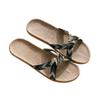 KASSAI Linen Slippers with Cross Strap (Gray, 23.5 Cm)