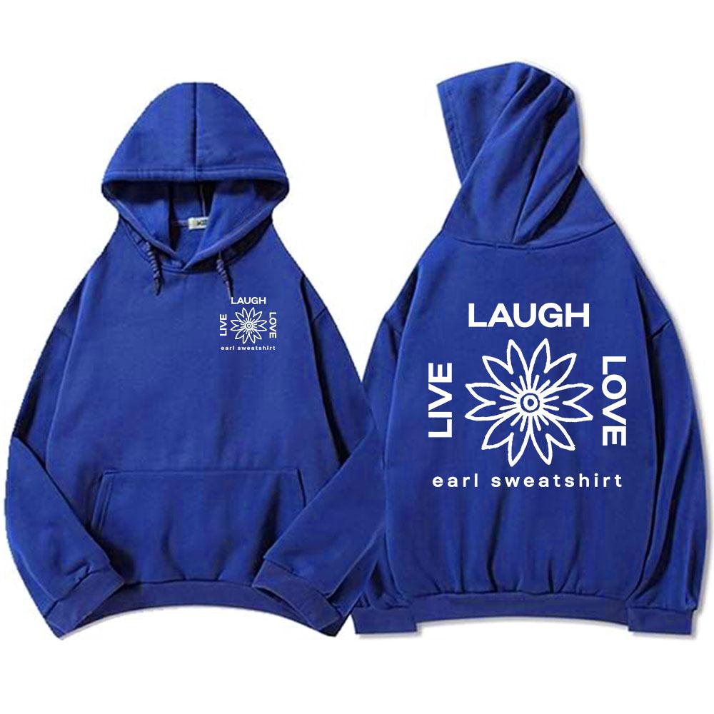 LLL FLOWER Print Hoodies Earl Sweatshirt Live Laugh Love Sweatshirt Autumn Fleece Male Hooded Pullovers Casual Men Clothes