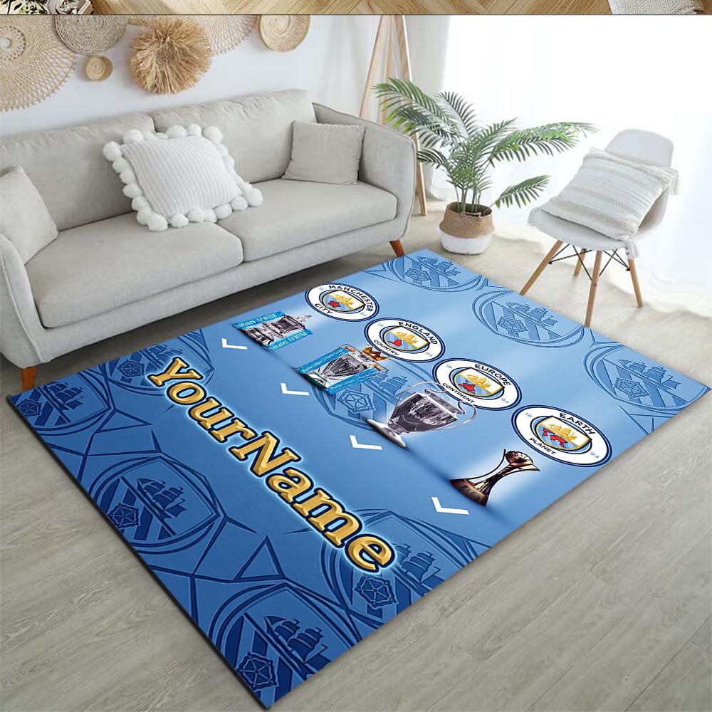 Manchester City Personalized Text Area Rug Suitable for Playrooms Outdoor Foyer Game Room Antislip Carpet Anime Office Decor