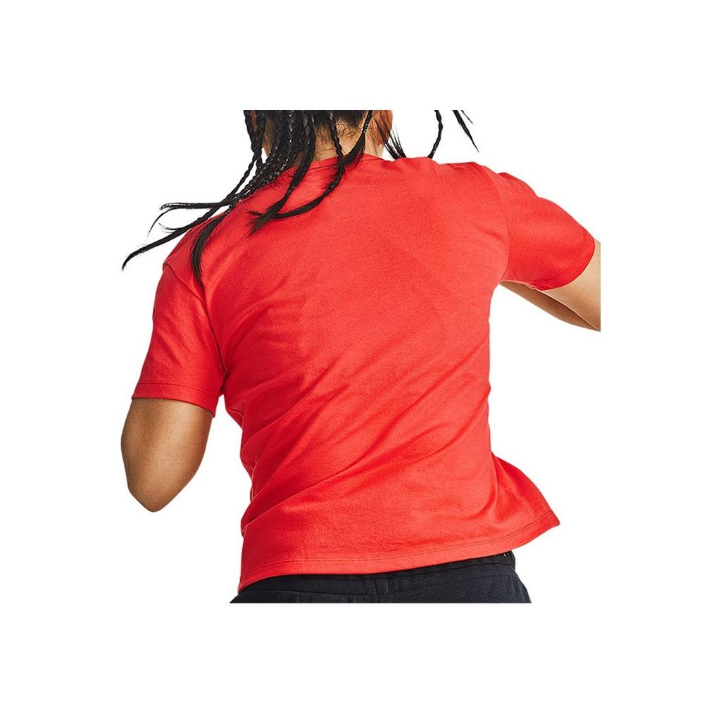 Under Armour Project Rock Knitted Sports Round Neck Comfortable Breathable Short Sleeve T-Shirt Women Tops Red 1360593-608