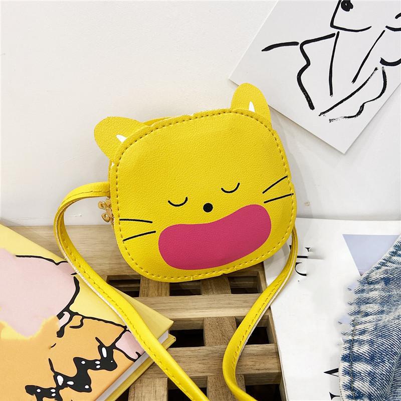 Baby Girls PU Leather Small Shoulder Crossbody Bags Cute Cat Kids Coin Purse Wallet Fashion Children's Mini Handbags