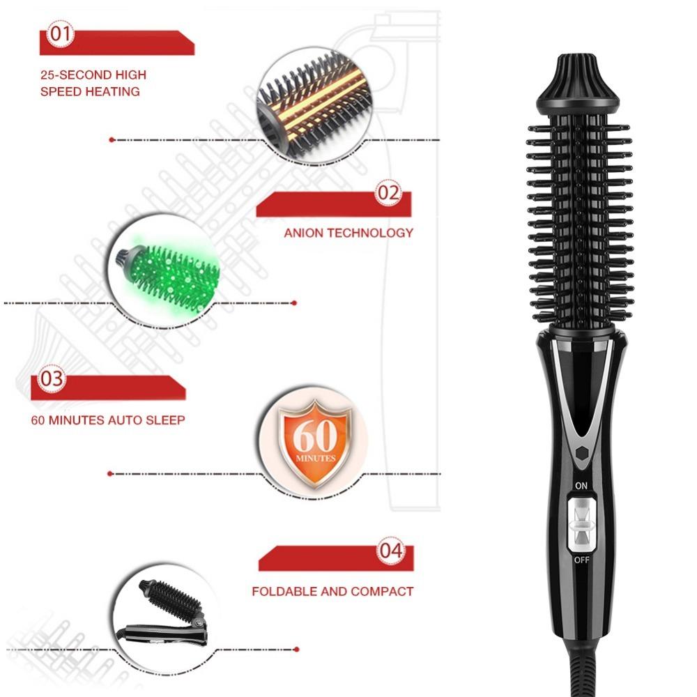 Anti Scald Handle Hair Curling Iron Foldable Design Hair Brush Curler Hot Air Brush For Women