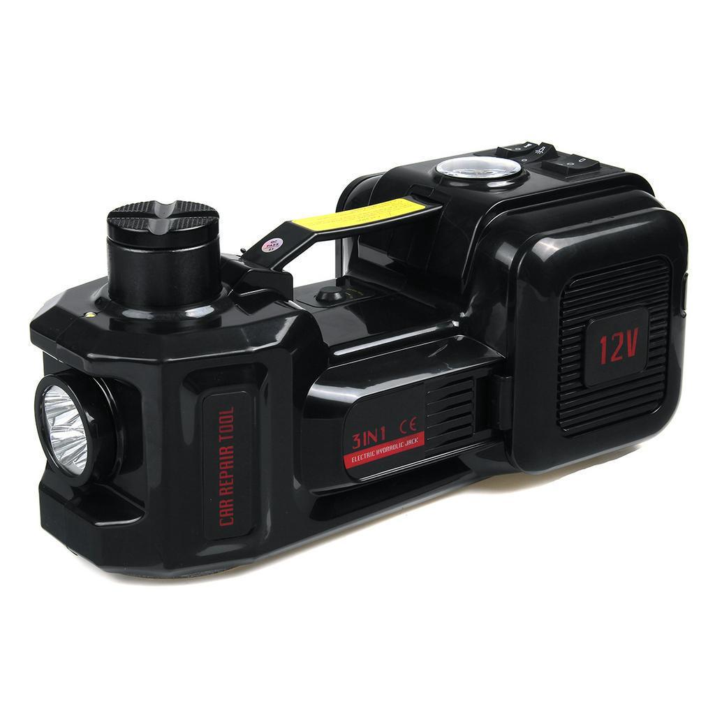 Автомобильный домкрат 5T Электрический гидравлический напольный домкрат Насос для накачивания шин Светодиодная подсветка Электрический ударный гайковерт Инструмент для ремонта автомобиля 45 см 3 в 1 150 Вт DC 12 В