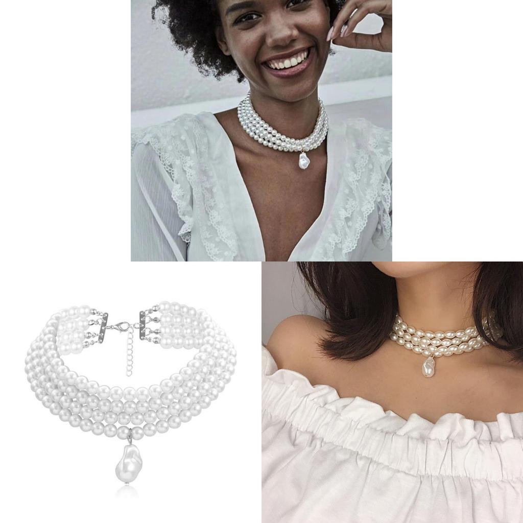 Minimalist Pearl Pendant Necklace Handcrafted Multilayer Geometric Jewelry For Ladies