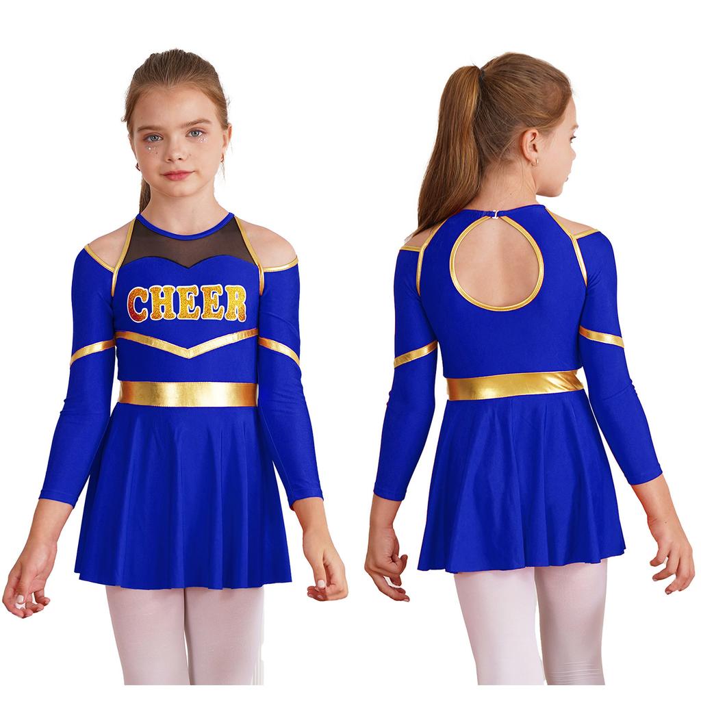 Girls Figure Skating Gymnastics Costume Modern Jazz Ballet Dancewear Pathwork Dress School Sport Meeting Cheerleading Uniform