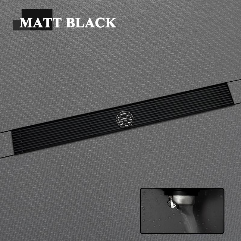 Матовый золотисто-серый слив для душа, вставка из плитки, нержавеющая сталь SUS304, длинный линейный слив для ванной комнаты