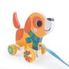 DJECO Lou Pull Toy, Pull Car, Dog Pull Leash, Educational Toy for Walking Practice, Suitable for Babies 1 Year, 18 Months, 2 Years Old, Boys and