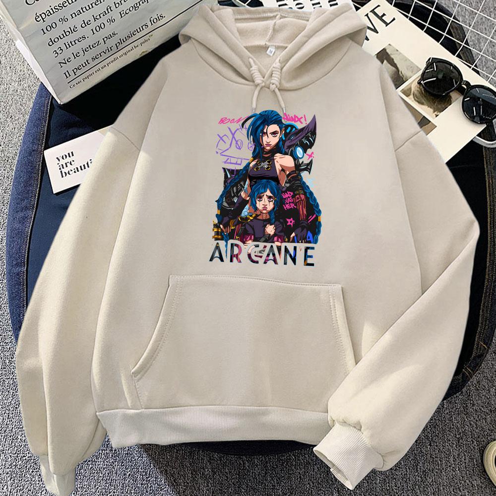 Толстовки Jinx Arcane с капюшоном с длинным рукавом для мужчин/женщин, уличная женская повседневная игровая графическая одежда, зимний теплый пуловер