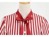 European-American Striped Patchwork Bow Party Swing Dress for Women