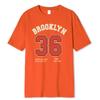 Brooklyn 36 Art Letter Retro Design Cartoons Printing Clothing Men Breathable T Shirt Loose T Shirts Cotton Short Sleeve