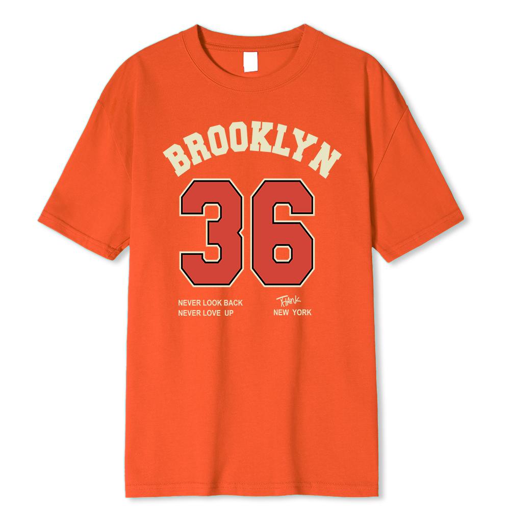 Brooklyn 36 Art Letter Retro Design Cartoons Printing Clothing Men Breathable T Shirt Loose T Shirts Cotton Short Sleeve