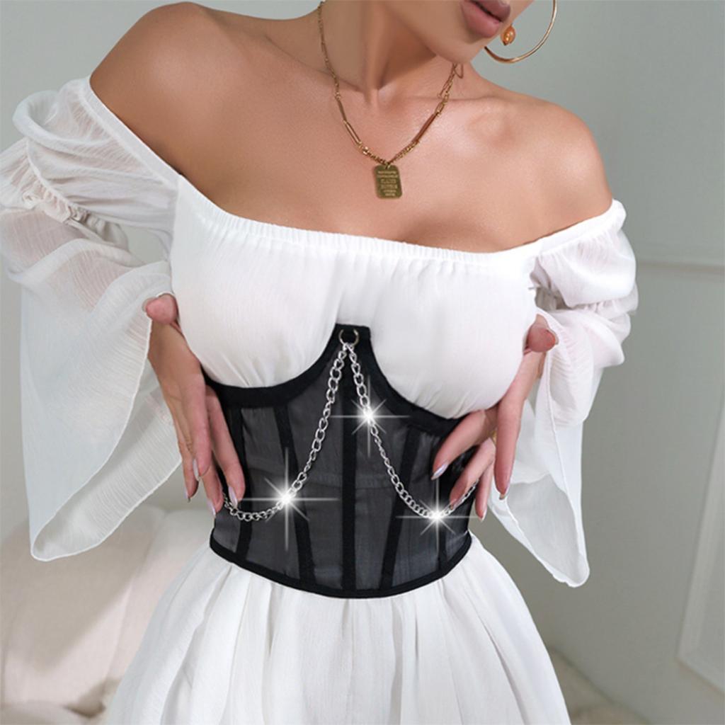 Сетчатое сексуальное нижнее белье с цепочкой, обтягивающее грудь, талию, стройное сексуальное нижнее белье