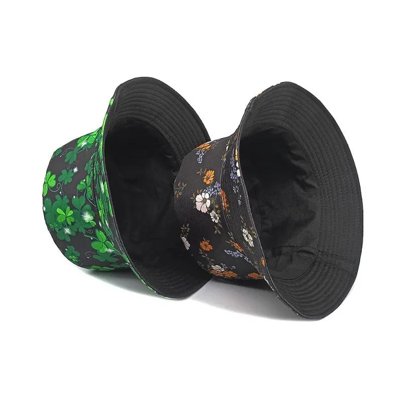 Новые симпатичные панамы с растительным принтом для мужчин и женщин, двухсторонняя одежда для весны и лета, защита от солнца, солнцезащитные шляпы для путешествий