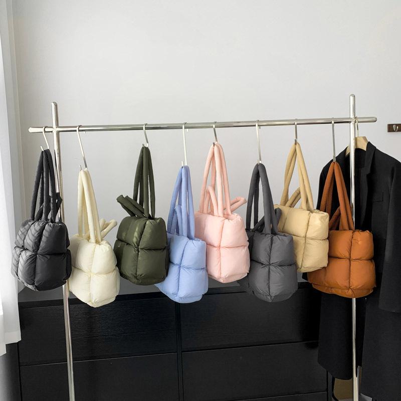 Сумка-пуховик Хлопковая одежда Женская сумка Простая хлопковая космическая сумка Сумка-тоут Мягкая клетчатая сумка через плечо