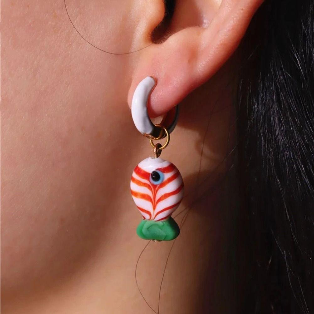 Jewelry Accessories Charms Ear Buckle Starfish Hoop Earrings Retro Enamel Fish Earrings  Girls
