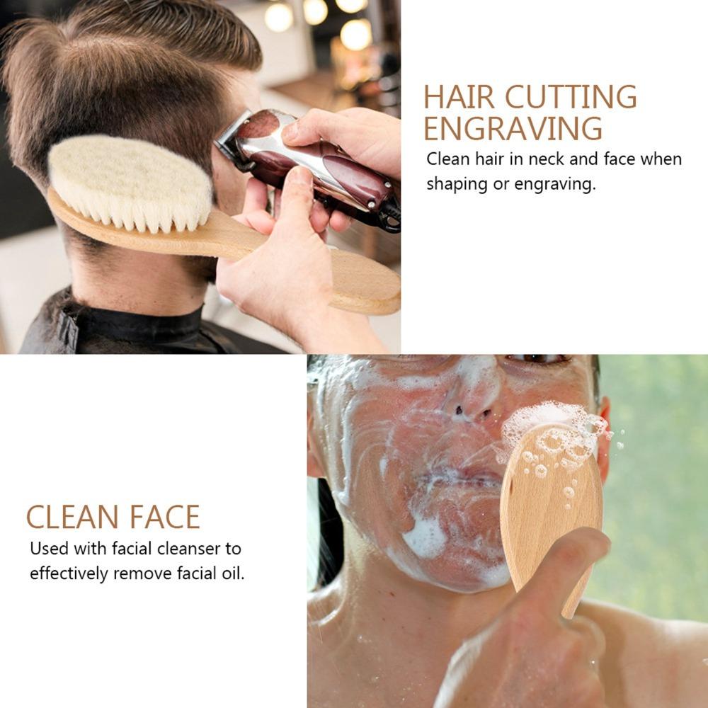 Wooden Handle Oil Head Brush Soft Hair Styling Brush Scalp Grooming Goat Hair Brush  Home Use