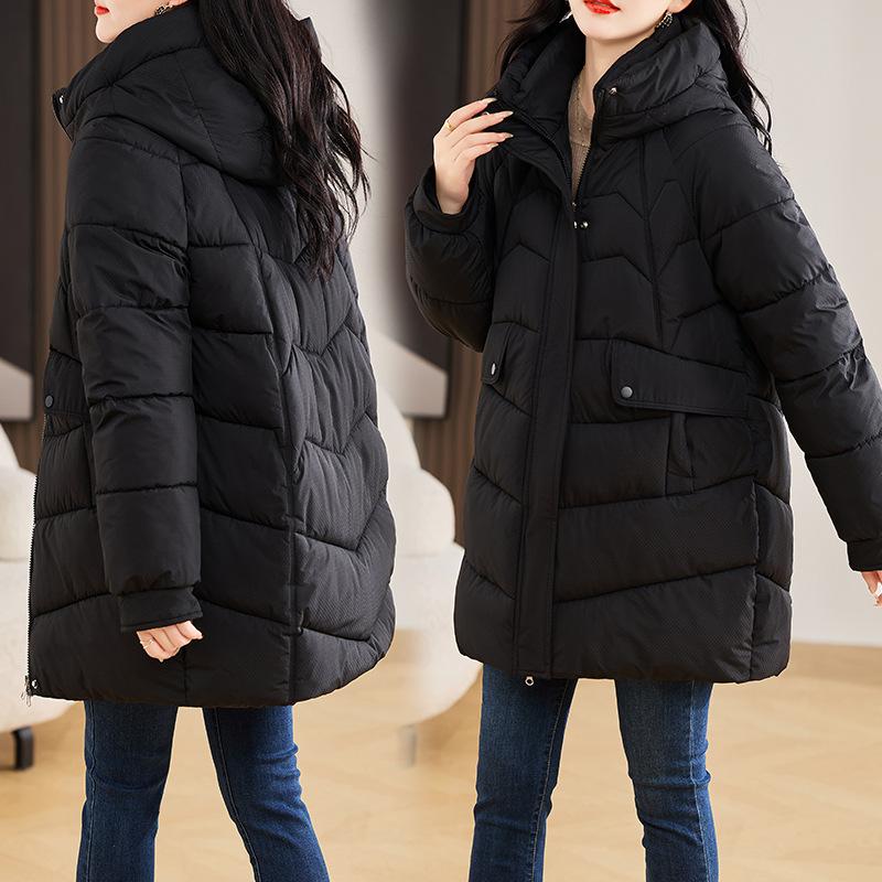 For export to Russia, middle-aged women's hooded cotton clothes, medium and long fabrics, cold resistance, and multi-size stalls are directly