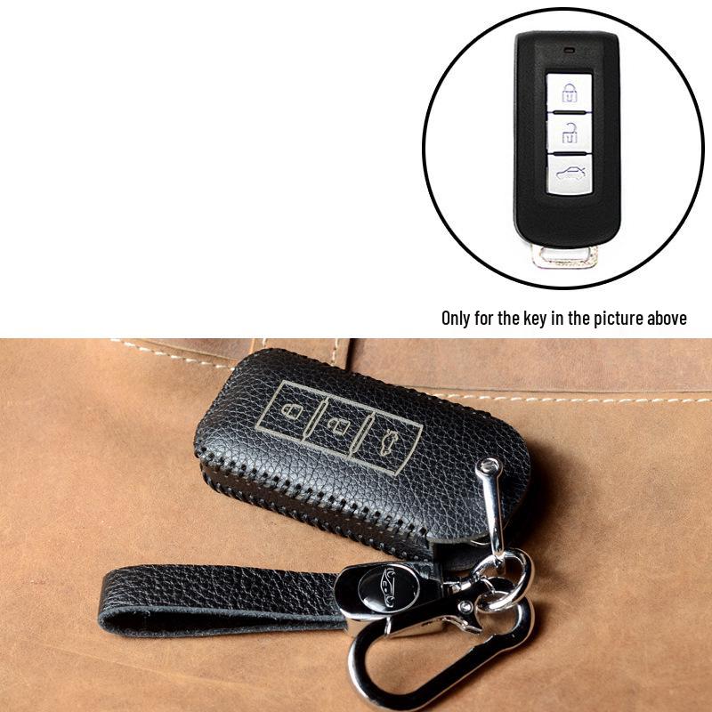 Кейс для ключей Mitsubishi: Кожаный чехол на кнопке для GAC Outlander, Eclipse Cross, ASX, Lancer и Pajero Sport