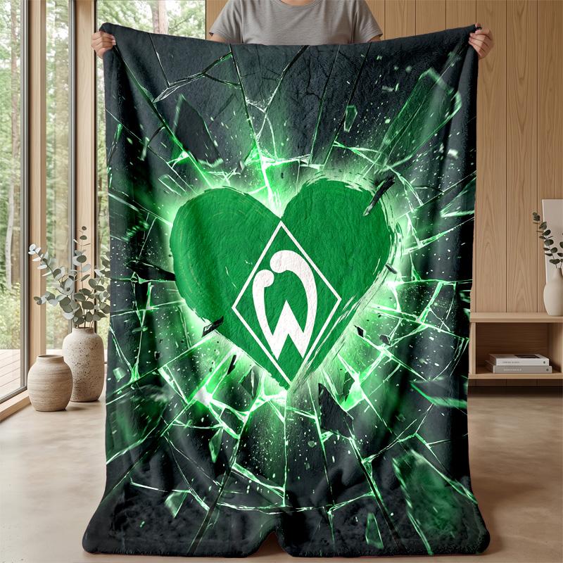 Werder Bremen Football Print Flannel Blanket, Soft Warm Lightweight Throw Blanket for Sofa Bed Camping
