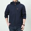 Jacket Outdoor Tops Spring Thin Autumn Hooded Lightweight Embroidery Plain Stylish [Manatsulife] Men's 7886. (Navy, L)