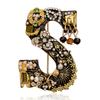 1Pc Metal Brooch Retro Water Diamond Sweet Pearl Personality Clothing Decoration Safety Pin Letter Brooch