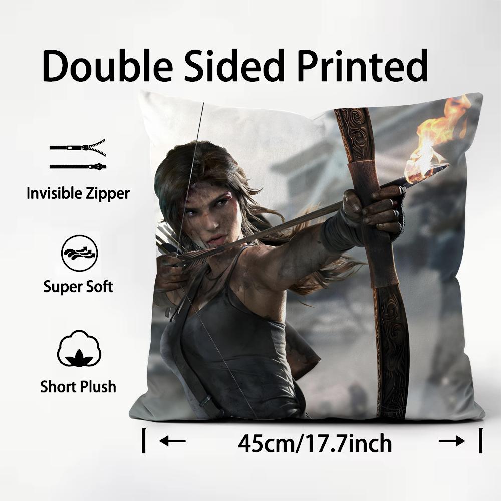 SShadow Of The TombB Raider Cushion Cover Plush Fabric Soft DoubleSided Printed Sofa Warm Winter Home Child Gift Pillow Case