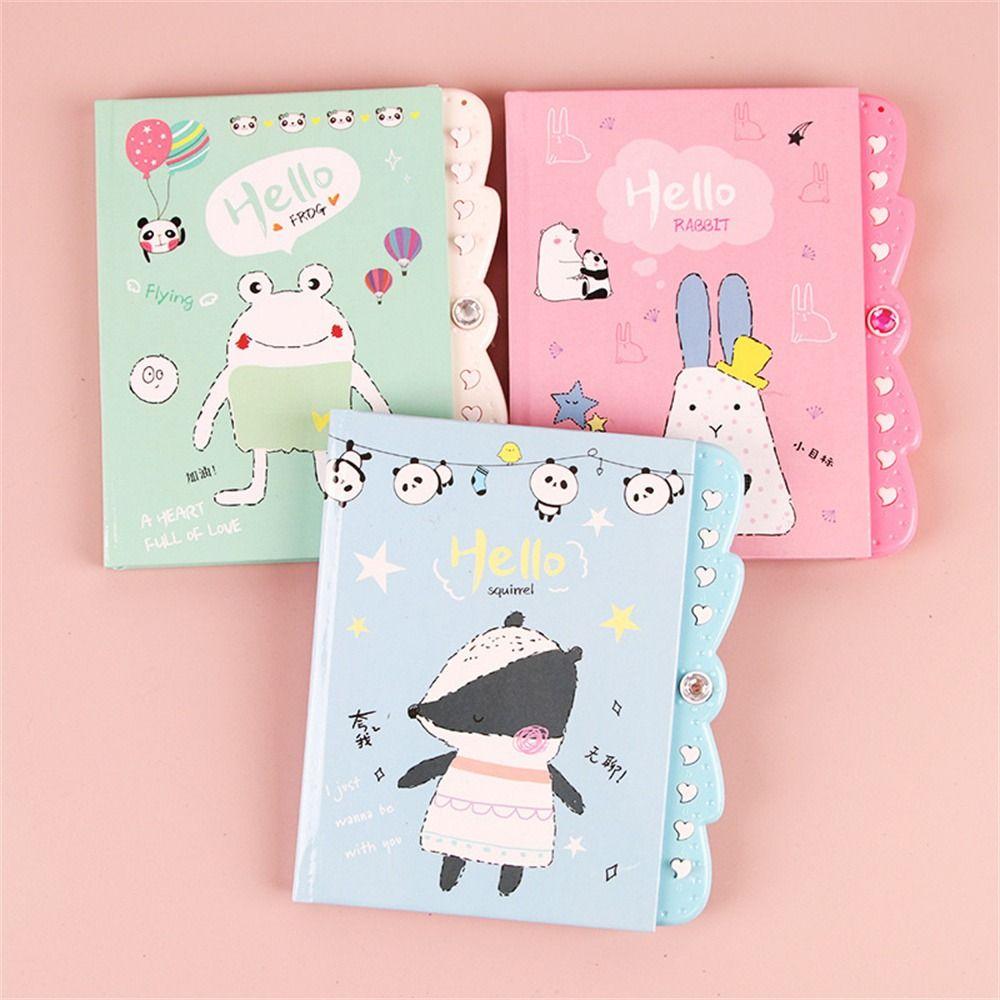 Stationery Cartoon Student Small with Lock Small Notebook Notepad Password Diary Password Notebook