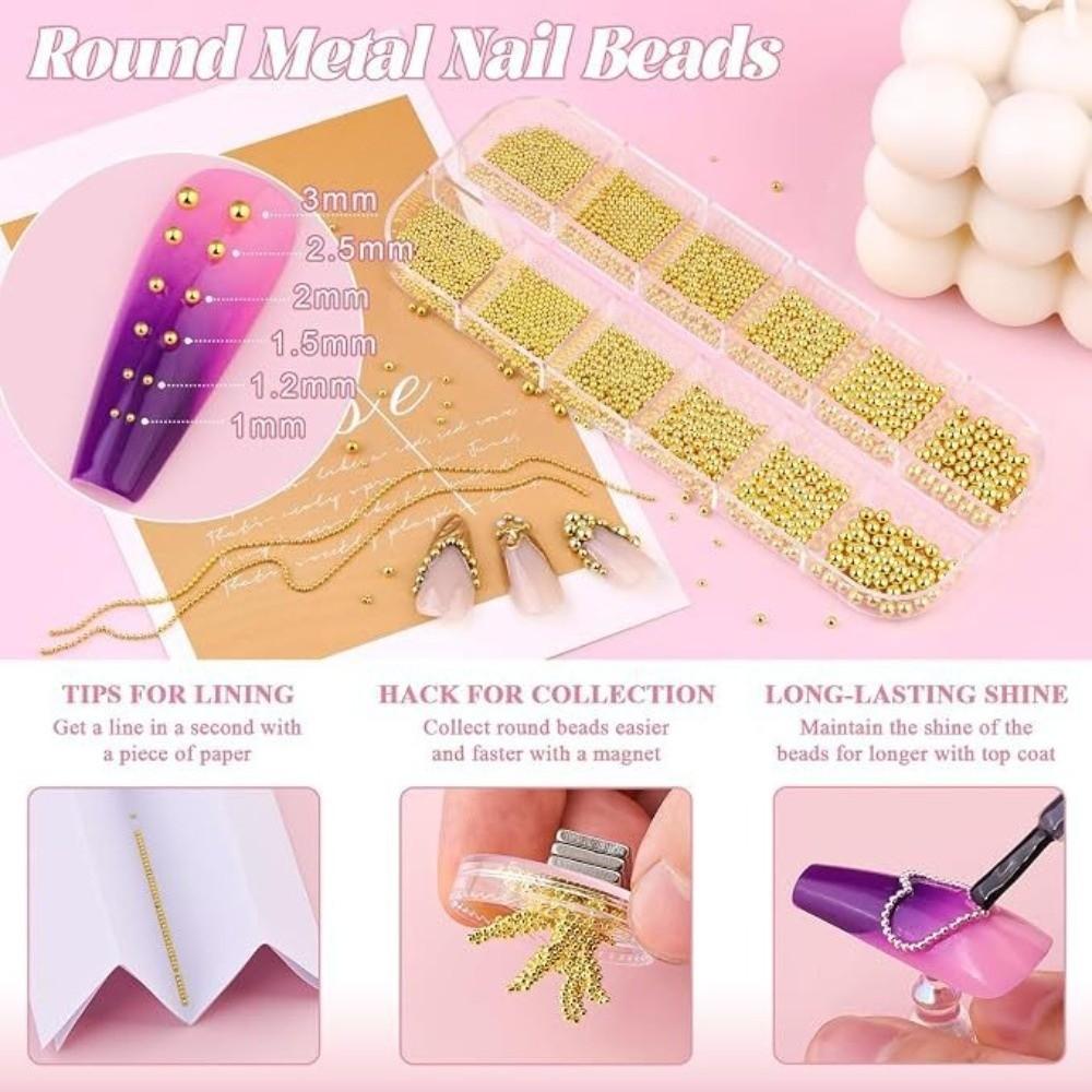 Gold Metallic Nail Art Beads Bead Rivet 3D Nail Art New Nail Art Studs Manicure Accessories
