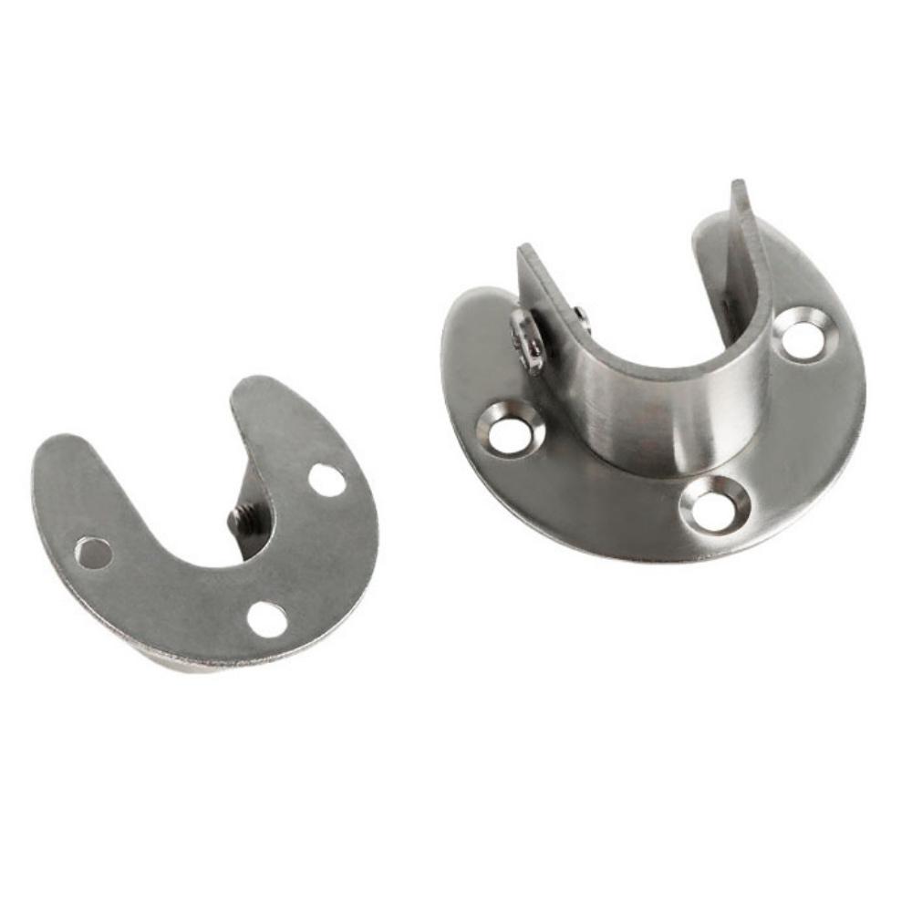 Stainless Steel Flange Seat Heavy Duty Wardrobe Hanger Curtain Rod Holder Tube Hook Fixed Support U Shaped Bracket Seat Fixing