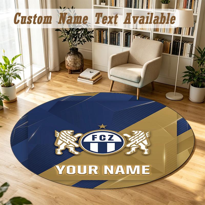 Round Rug Custom NameFC Zürich Pattern Non Slip Carpet Home Floor Decor