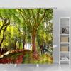 Зеленый Лесной Пейзаж Набор Занавесок для Душа Крючки Весеннее Дерево Пейзаж Домашний Декор Занавеска для Ванной Полиэстеровая Ткань для Ванной.