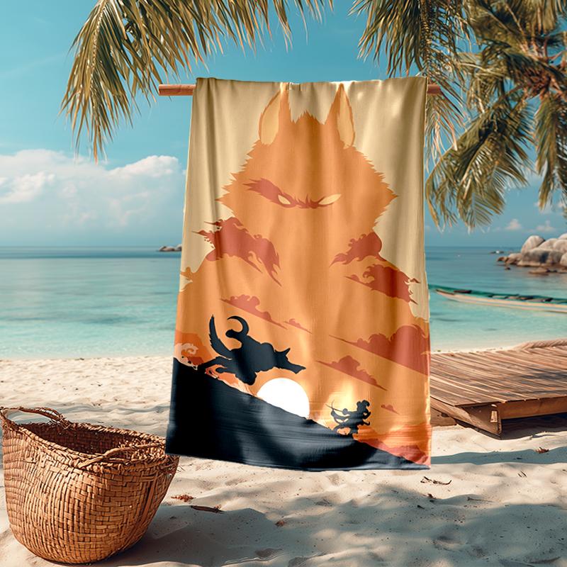 Ultra-Soft Beach Towel with Puss In Boots Theme,Ideal for Pool - Camping, Diving - Perfect Travel Essential, Vibrant Beach Towel.
