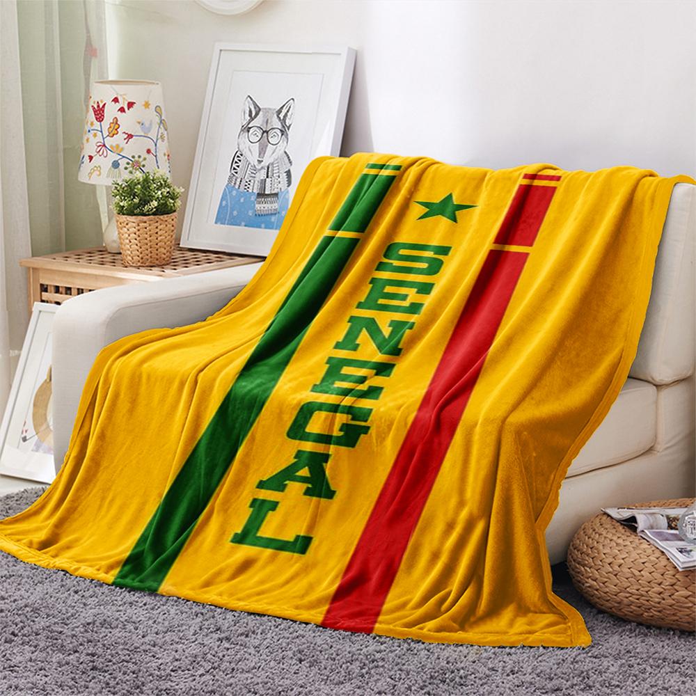 1PC Senegal Print Flannel Blanket, High quality Comfortable for All Seasons, Home Decor, Warmth and Comfort, Perfect for Christmas Gifts