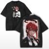 Аниме Chainsaw Man Макима Графическая футболка Мужская Женская Футболка с коротким рукавом Винтажная футболка из стираного хлопка Харадзюку Мужская футболка