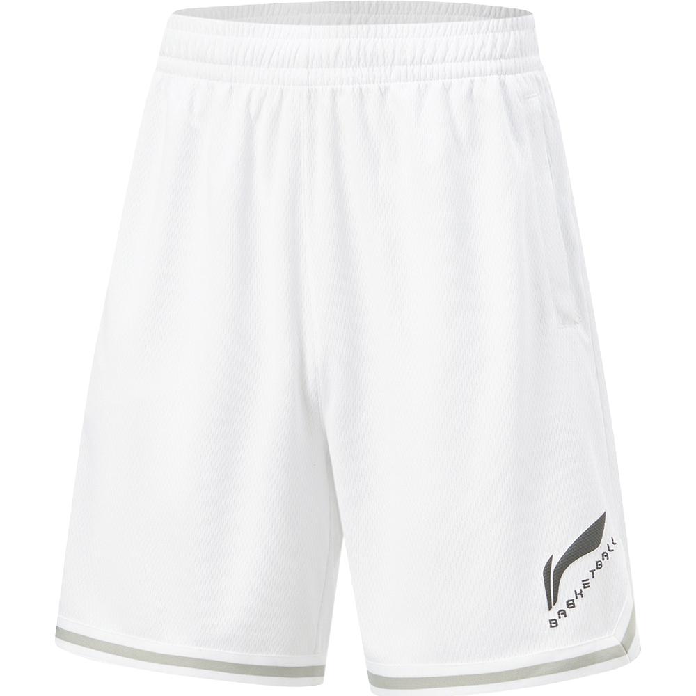 Свитер серии Li Ning Cba с круглым вырезом, без рукавов, со средней талией, быстросохнущие шорты с буквами, повседневный спортивный комплект, мужские комплекты, стандартный белый AATU011-5