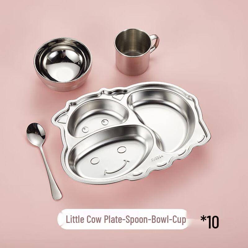 Kids' 304 Stainless Steel Divided Dinner Plate Set