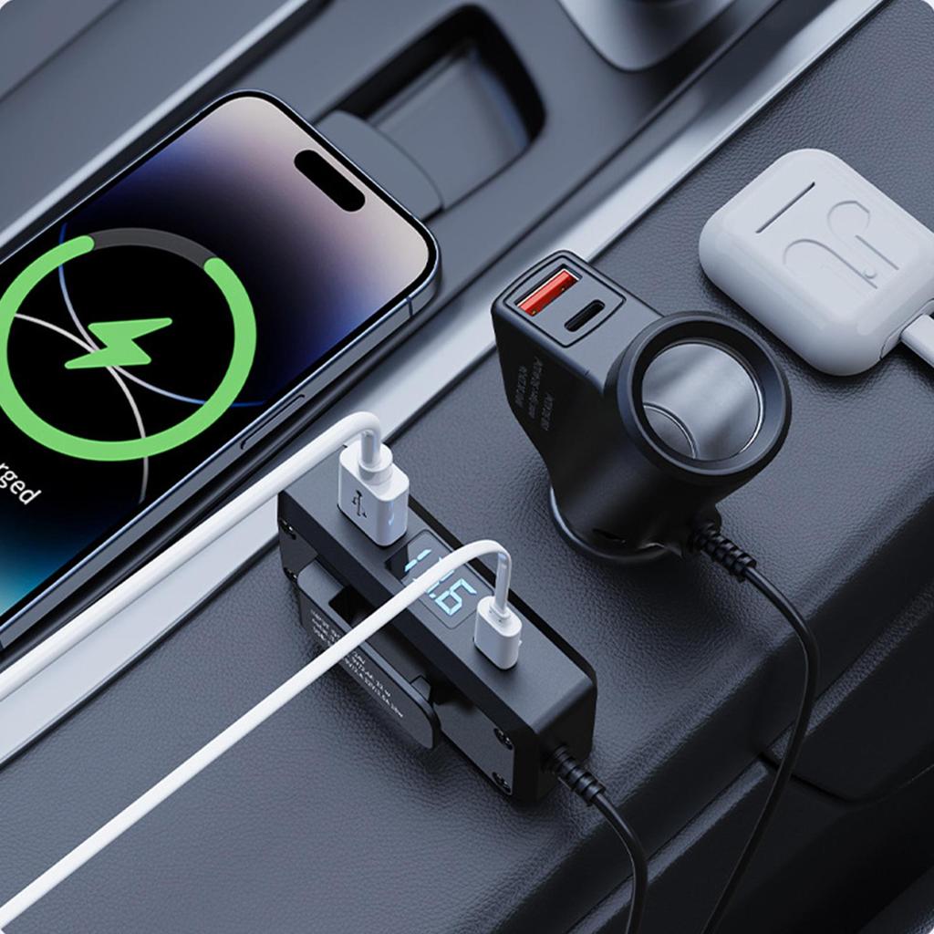 Многофункциональное портативное USB-автомобильное зарядное устройство QC3.0 PD для автомобильных телефонов, грузовиков, фургонов, седанов, смартфонов