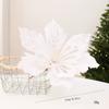 27cm Fake Flower Fabric Plastic Xmas Tree Decorations New Glitter Poinsettia  Xmas