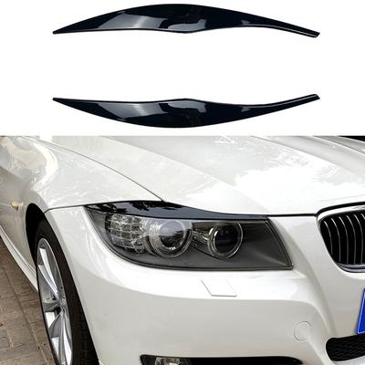 Для BMW 3 серии E90 E91 2005-2011 2 шт. автомобильная фара, лампа для бровей, накладка на веко, глянцевая черная/углеродное волокно, декор для фар