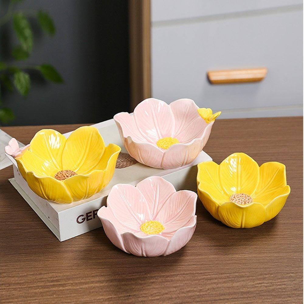 Solid Flower Jewelry Tray Petal Design Trinket Tray Luxury Small Trinket Dish Office Desk