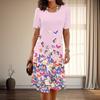 Women's Fashion Graceful Dancing Butterflies Print Summer Spring Short Sleeve O-Neck Casual Dresses