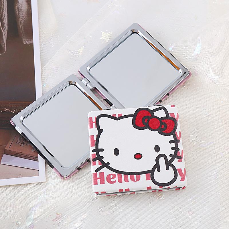 Портативное складное зеркало для макияжа Sanrio - Милый мультяшный ручной аксессуар для подкрашивания