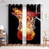 Flame Basketball Sports 3D Printed Curtains Bedroom Living Room Kitchen Decorative Curtains Home Decor 2 Pieces