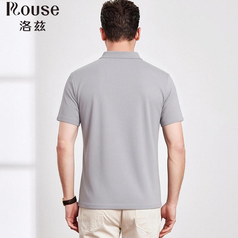 Vinegar Fiber&Mulberry Silk Short sleeved T-shirt Simple and Versatile Solid Color Business and Leisure Polo Shirt