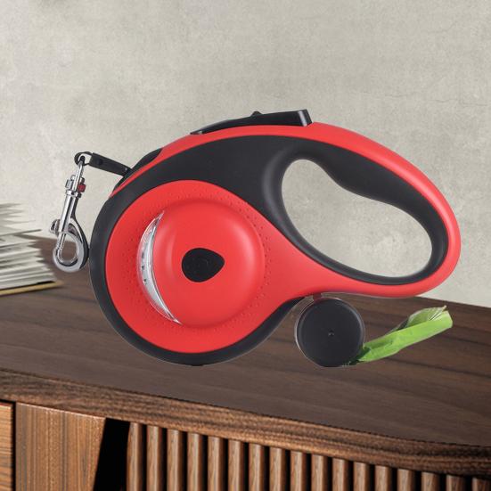 Выдвижной поводок для собак со светодиодной подсветкой, прочный поводок для прогулок с питомцем и какашками