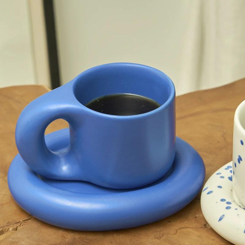 Nordic Ceramic Mug with Saucer Coffee Cup Drinking Cups and Saucers Home Office Tea Cup Coffee Cups Korean Mug Ceramic Plate