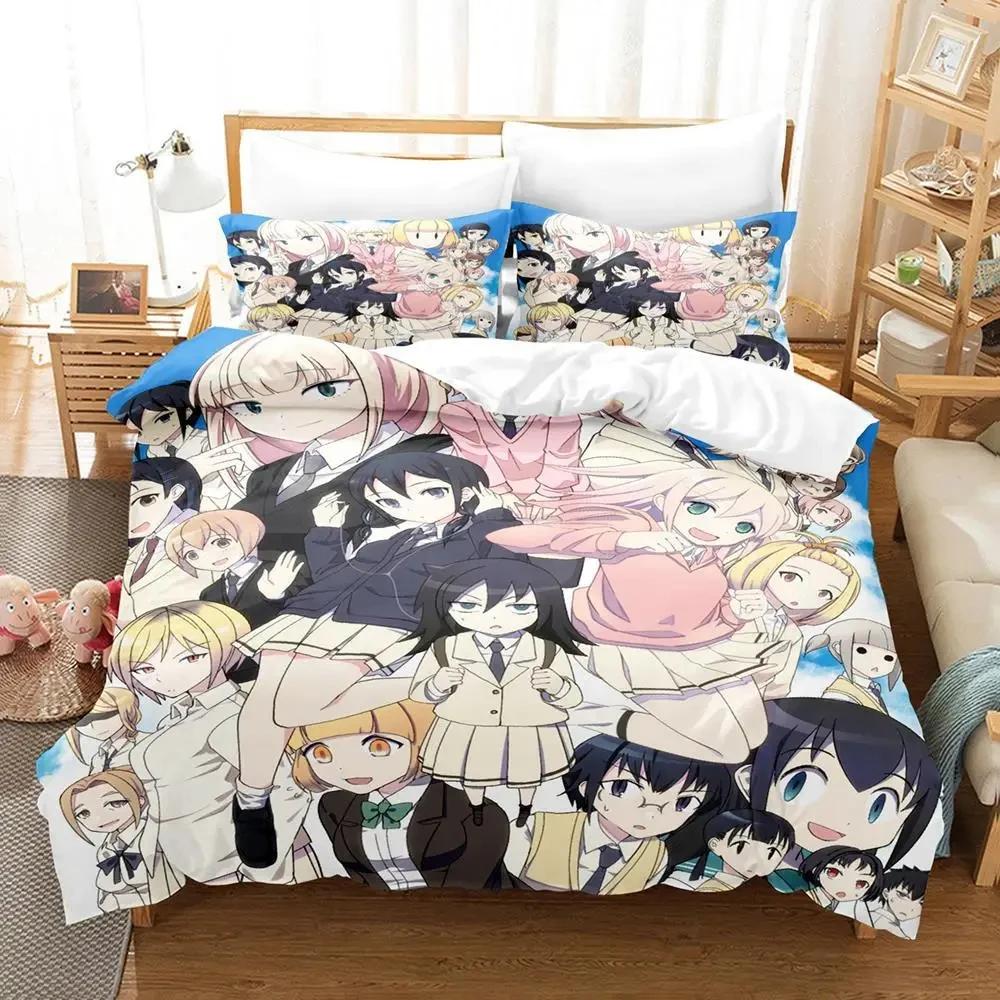 Аниме Томоко Куроки WataMote Комплект постельного белья Мягкое пододеяльник Комплект постельного белья Удобный пододеяльник Наволочка Теплое одеяло Размеры King Queen